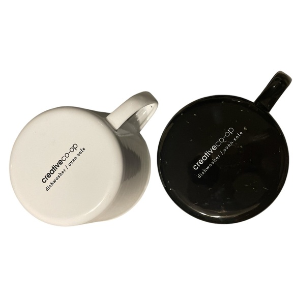 Creative Co-Op Black & White Enamel 'Hey Sugar' Coffee Cups, Set of 2 - Picture 5 of 5